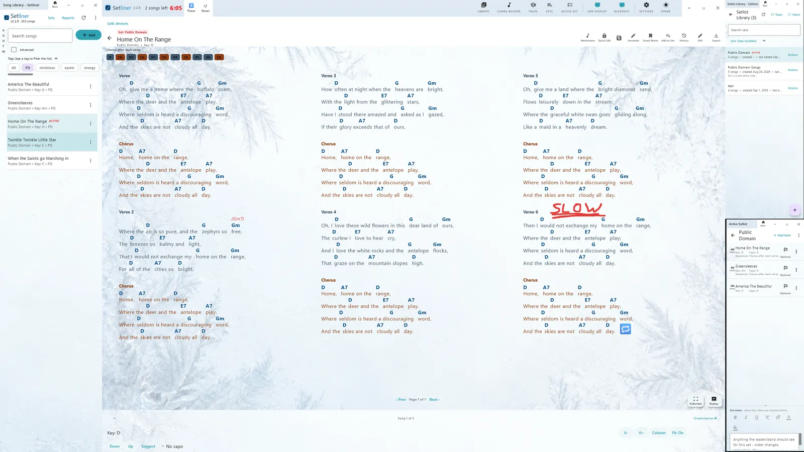 The same chart on Windows in a light skin, with dark blue chords over a pale frosted-glass background